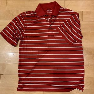 PGA Tour red striped performance golf polo